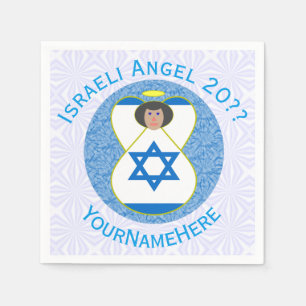 Israeli Flagga Ängel Blå Vit Personlig  Pappersservett