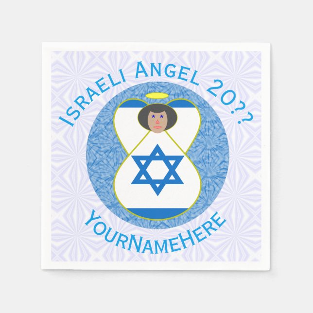 Israeli Flagga Ängel Blå Vit Personlig  Pappersservett (Framsidan)