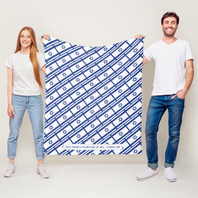 ISRAELI FLAGGA Messianic Scripture KÄRLEK COVERS Fleecefilt (På plats)