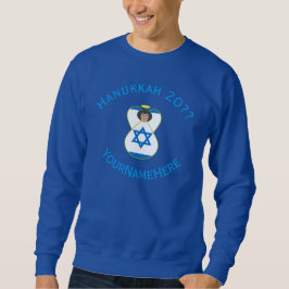 Israelisk ängel Hanukkah Flagga Blå Personlig Män Lång Ärmad Tröja