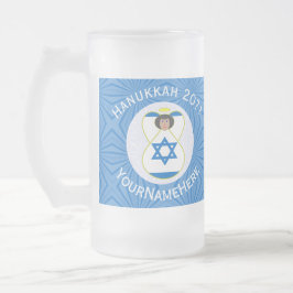Israelisk ängel Hanukkah Flagga Personlig Stor Frostat Ölglas