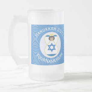 Israelisk ängel Hanukkah Flagga Personlig Stor Frostat Ölglas