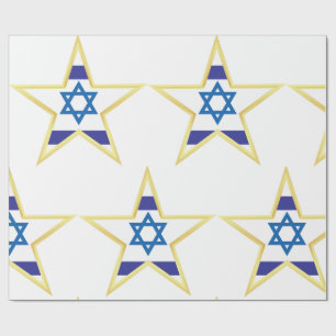 Israelisk flagga Davidsstjärna med guldkant Presentpapper