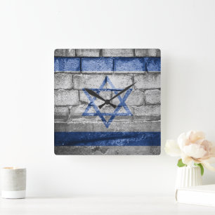 Israelisk flagga fyrkantig klocka