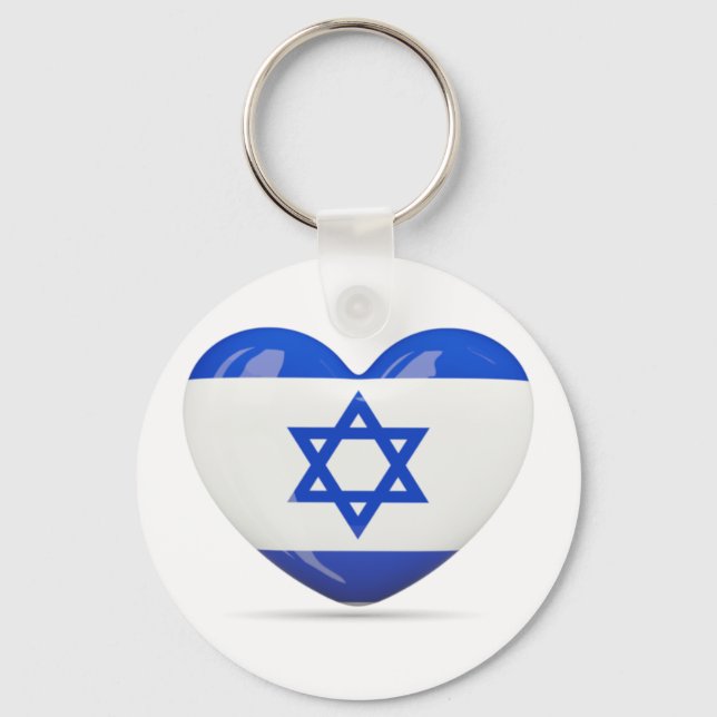 israelisk Flagga Heart Nyckelring (Framsida)