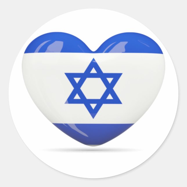 israelisk Flagga Heart Runt Klistermärke (Framsida)