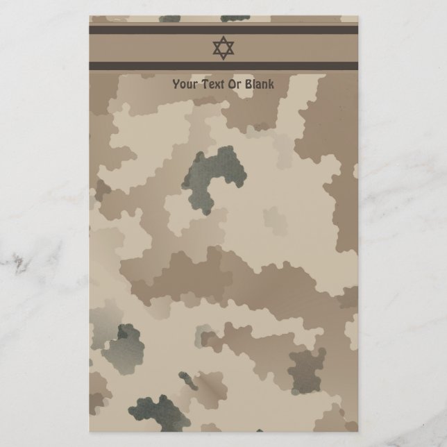 Israelisk Flagga på Desert Camo Brevpapper (Framsida)