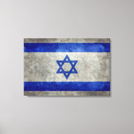 Israelisk flagga på sten struktur canvastryck