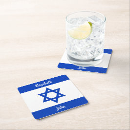 Israelisk Flagga Personlig Underlägg Papper Kvadrat