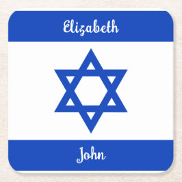 Israelisk Flagga Personlig Underlägg Papper Kvadrat
