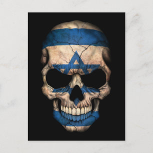 israelisk Flagga Skull på svart Vykort
