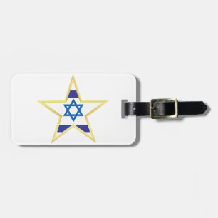 Israelisk flaggstjärna av David med guldbård Bagagebricka