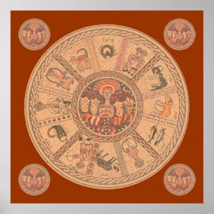 israelisk hebrew Zodiac Wheel Poster