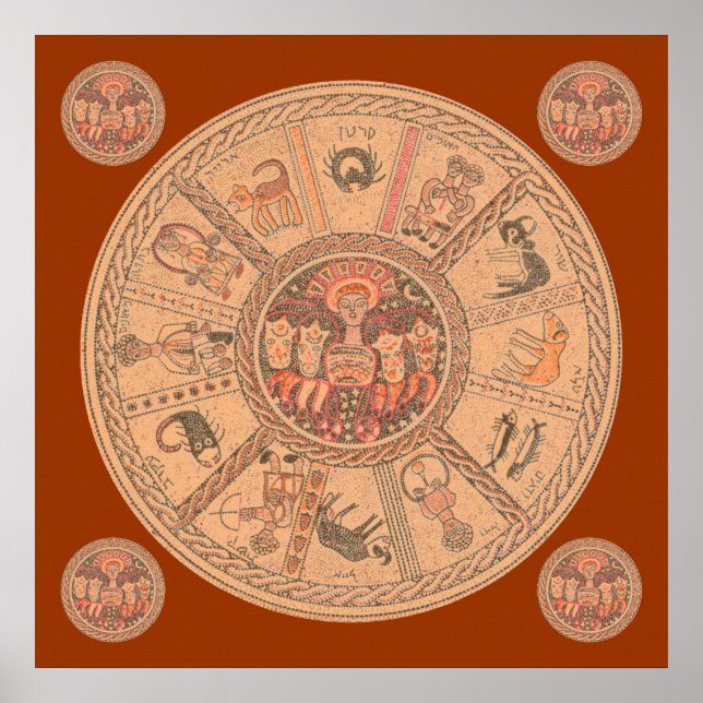 israelisk hebrew Zodiac Wheel Poster (Framsidan)