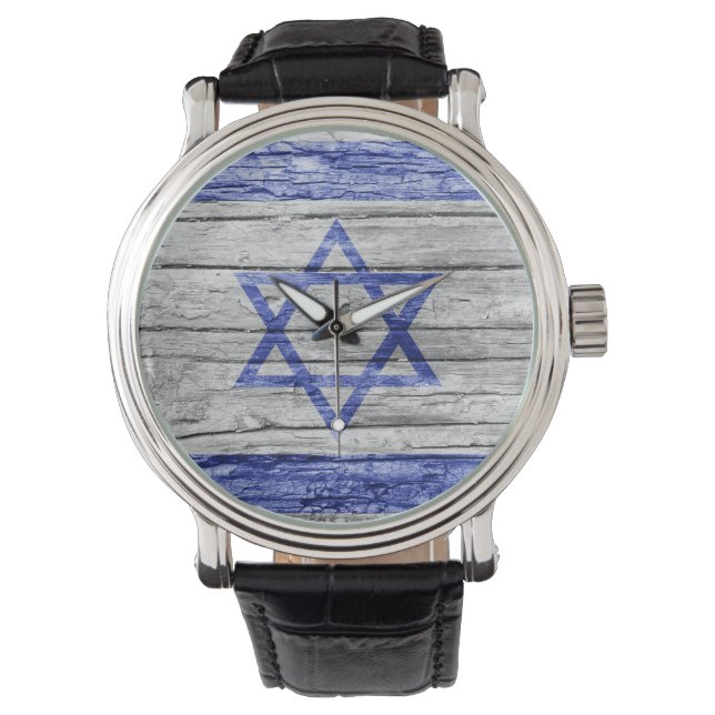 Israelisk träflagga armbandsur (Framsida)