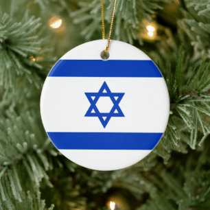 Israeliska Flagga (Israel) Julgransprydnad Keramik