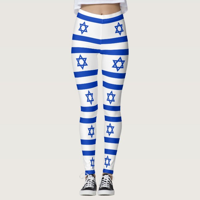 Israeliska Flagga (Israel) Leggings (Framsida)