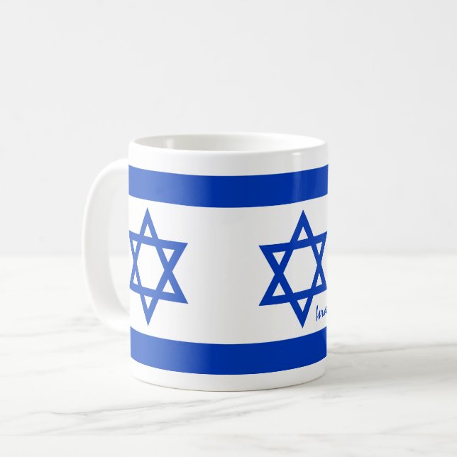 Israeliska Flagga, israeliska patrioter/idrottsmän Kaffemugg (Framsida vänster)