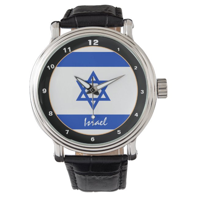 Israeliska flagga & Jerusalem, Israels resa/sport  Armbandsur (Framsida)