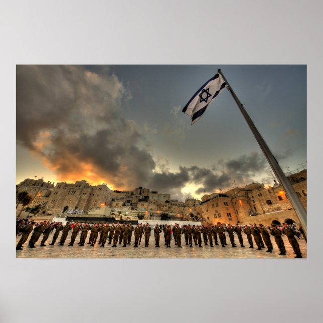 Israeliska IDF Soldiers vid Western Wall Plaza Pos Poster (Framsidan)