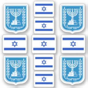 Israeliska nationalsymboler/emblem och flagga klistermärken