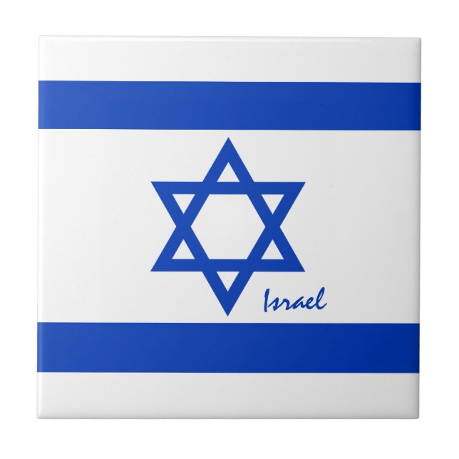 Israeliska patrioter, israelisk flagga dekorativ T Kakelplatta (Framsidan)