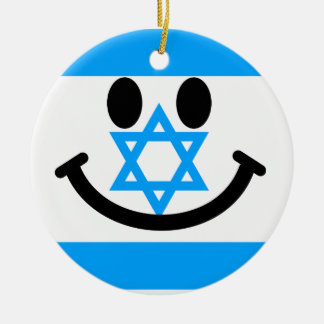 Israeliskt flaggaansikte julgransprydnad keramik
