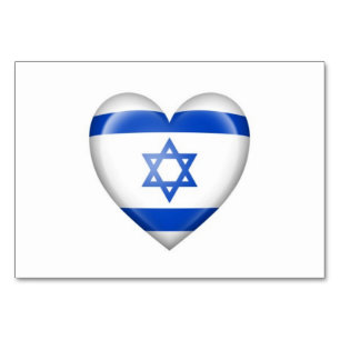 Israeliskt hjärta-Flagga på White Bordsnummer
