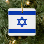 Israels flagga blå och vit modern patriotisk julgransprydnad keramik<br><div class="desc">Israels flagga blå och vit modern patriotisk keramiskt prydnadsföremål. Finns i många former. Israelisk Flagga.</div>