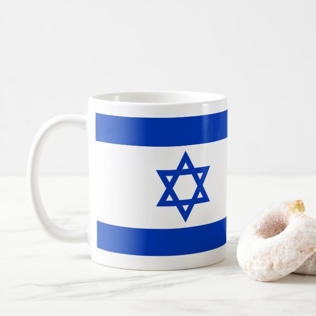 Israels flagga blå och vit modern patriotisk kaffemugg (Med munk)
