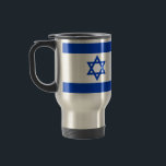 Israels flagga blå och vit modern patriotisk resemugg<br><div class="desc">Israels flagga blå och vit modern patriotisk Resemugg. Israelisk Flagga.</div>