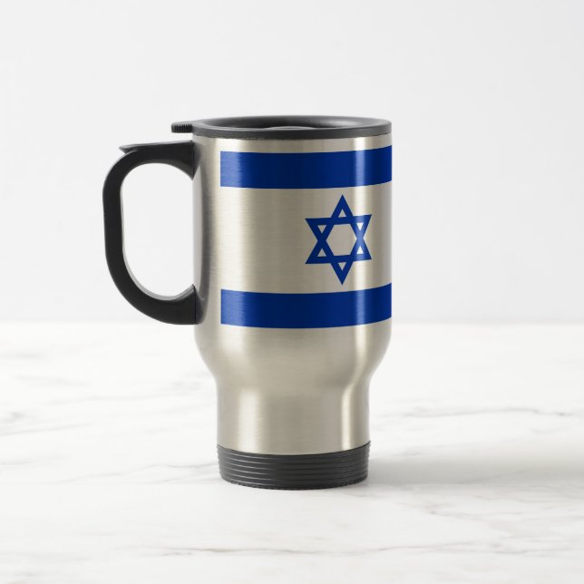 Israels flagga blå och vit modern patriotisk resemugg (Vänster)