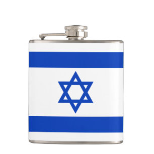 Israels flagga, blå och vit patriotisk modern fickplunta