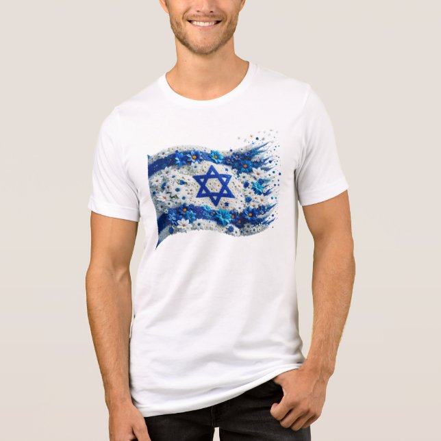 Israels Flagga blomstrar i blommor T Shirt (Framsida)