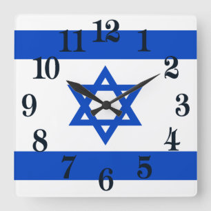 Israels flagga Blue Star of David Fyrkantig Klocka