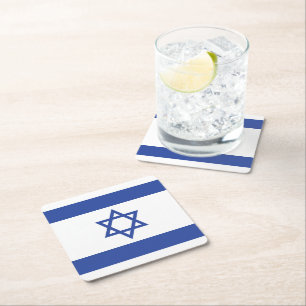 Israels flagga, Davids stjärna, judendom, judisk Underlägg Papper Kvadrat