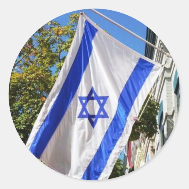 Israels Flagga flyr Runt Klistermärke (Framsida)