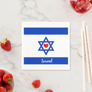 Israels flagga & Heart - Israels resa/sportfantast Pappersservett
