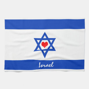 Israels flagga & hjärta - Israels resa/sportfanta Kökshandduk