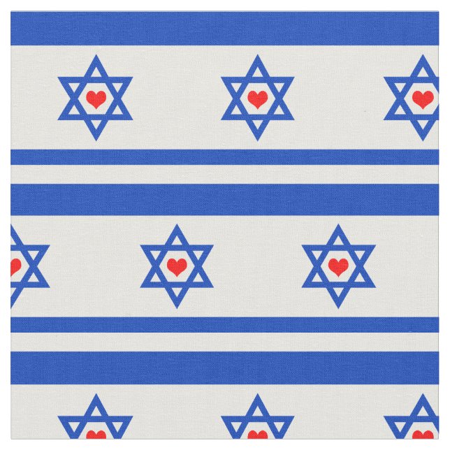 Israels Flagga och judiska hjärta/Trendiget Mode F Tyg (Närbild)