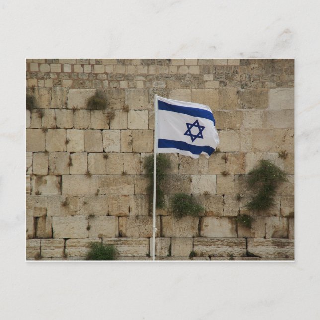 Israels flagga vid Klagemuren Vykort (Framsida)