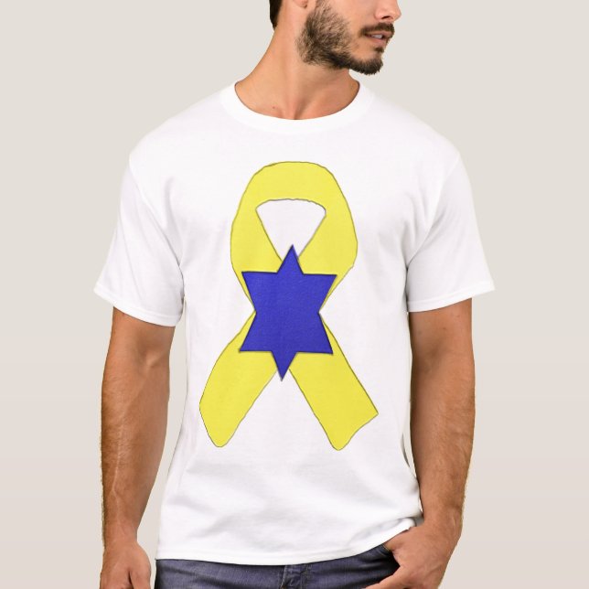 Israels gisslan Stå med Israels gult-band T Shirt (Framsida)