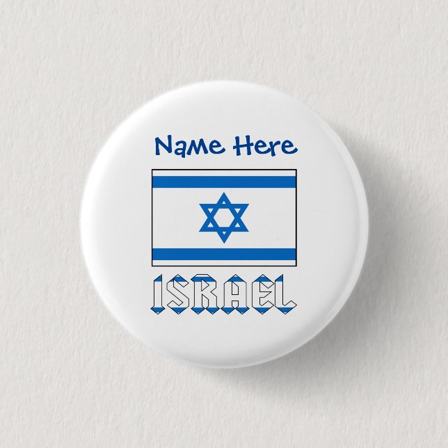 Israels och Israels Flagga Blue Personalization Knapp (Framsida)