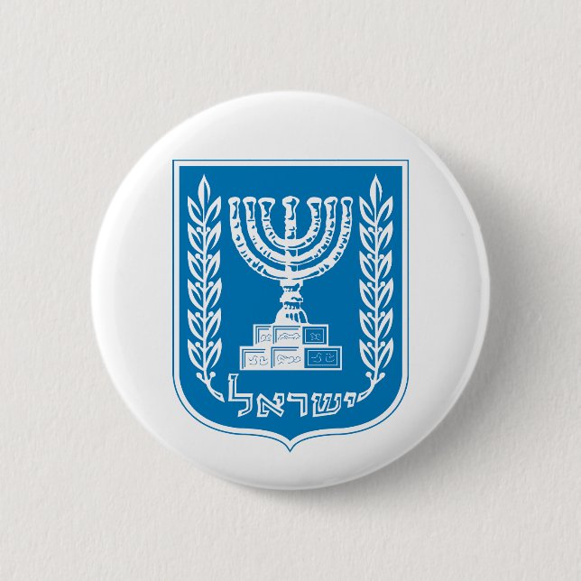 Israels statsvapen symbol emblem flagga knapp (Framsida)
