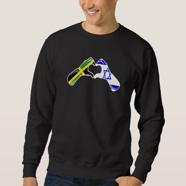 Isreal Jamaica Flag Isreali Jamaican Heart Premium Lång Ärmad Tröja (Framsida)