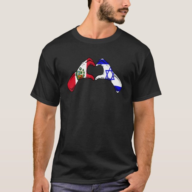 Isreal Peru Flagga Isreali Peruvian Heart T Shirt (Framsida)