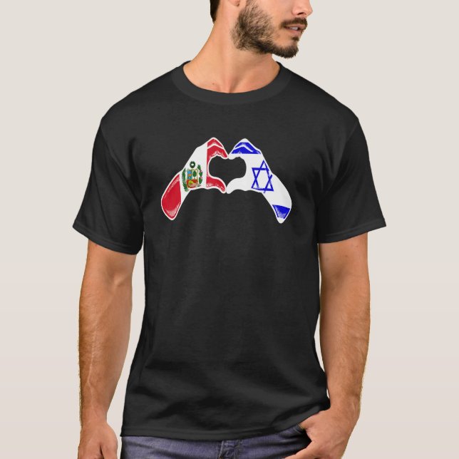 Isreal Peru Flagga Isreali Peruvian Heart T Shirt (Framsida)