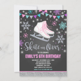 Isroddation Ice Skating Party Silver Inbjudningar