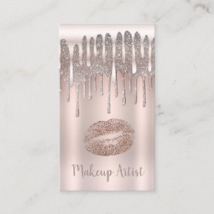 Isrosa Roséguldläppar Kyssar Diamantglitter Drip Visitkort