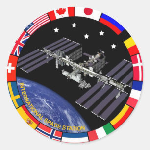 ISS-medlemmar, sammansatt Logotyp Runt Klistermärke